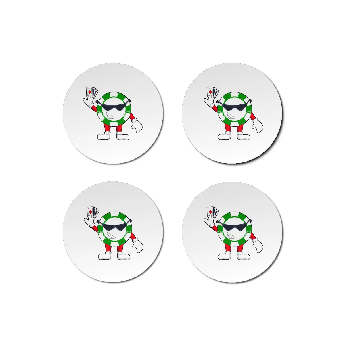 Poker chip with Poker cards Bardak Altlığı