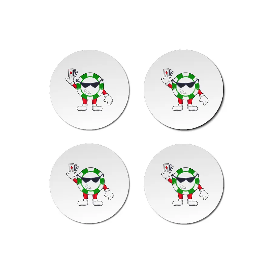 Poker chip with Poker cards Bardak Altlığı