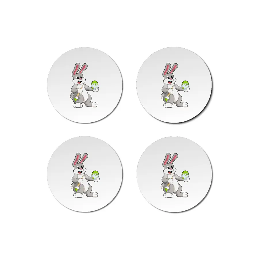 Rabbit at Painting with Egg Bardak Altlığı
