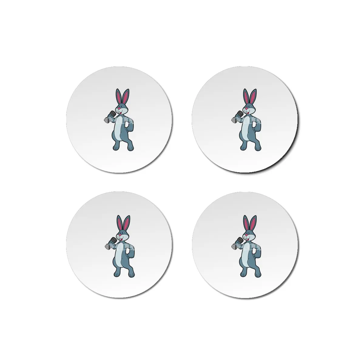 Rabbit at Strength training with Dumbbell Bardak Altlığı