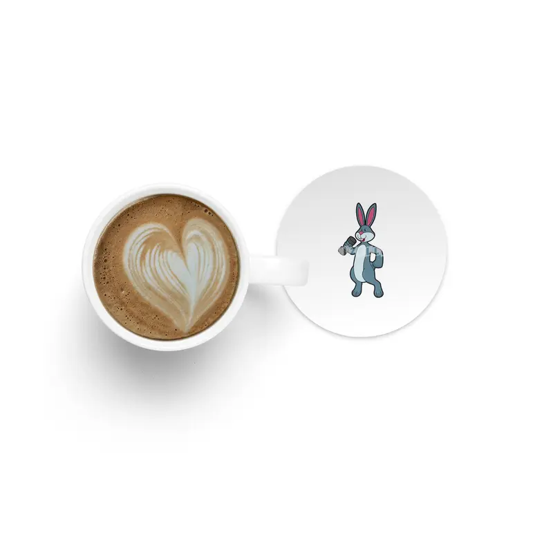 Rabbit at Strength training with Dumbbell Bardak Altlığı