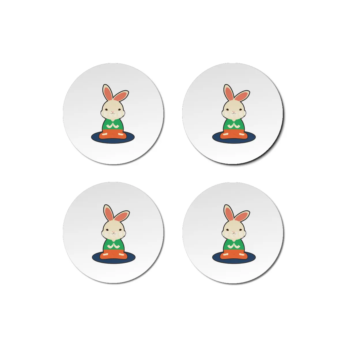 Rabbit at Yoga on Yoga mat Bardak Altlığı