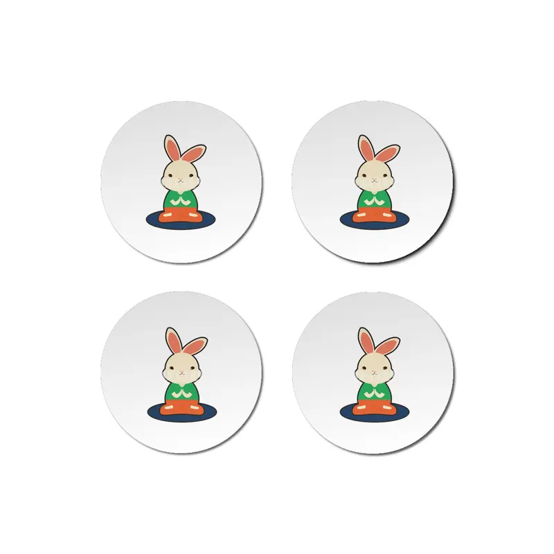 Rabbit at Yoga on Yoga mat Bardak Altlığı