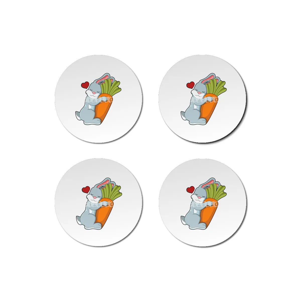 Rabbit with Carrot & Heart Bardak Altlığı