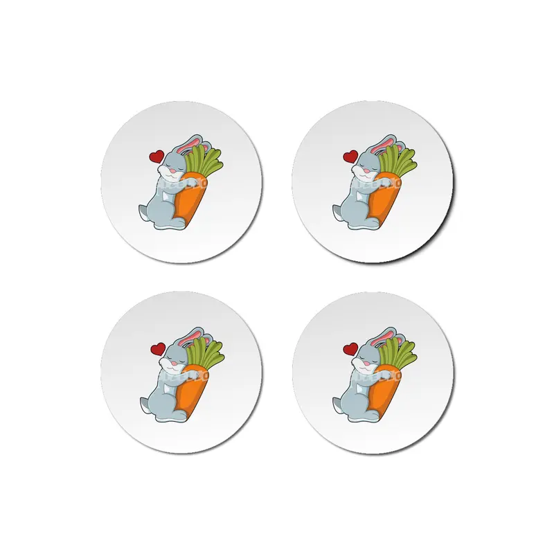 Rabbit with Carrot & Heart Bardak Altlığı
