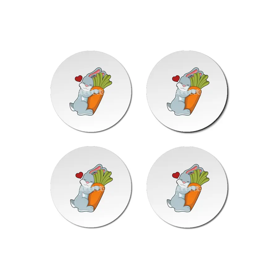 Rabbit with Carrot & Heart Bardak Altlığı