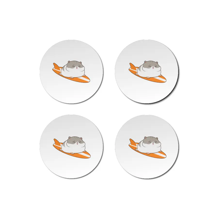Hamster as Surfer with Surfboard Bardak Altlığı