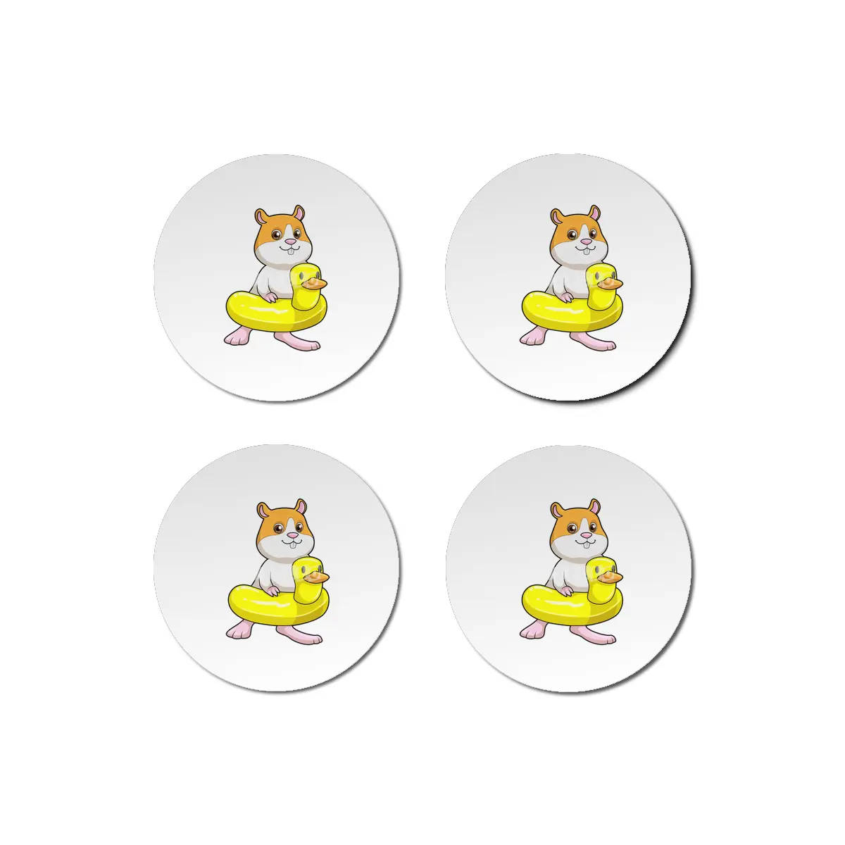 Hamster at Beach with Duck as Swim ring Bardak Altlığı