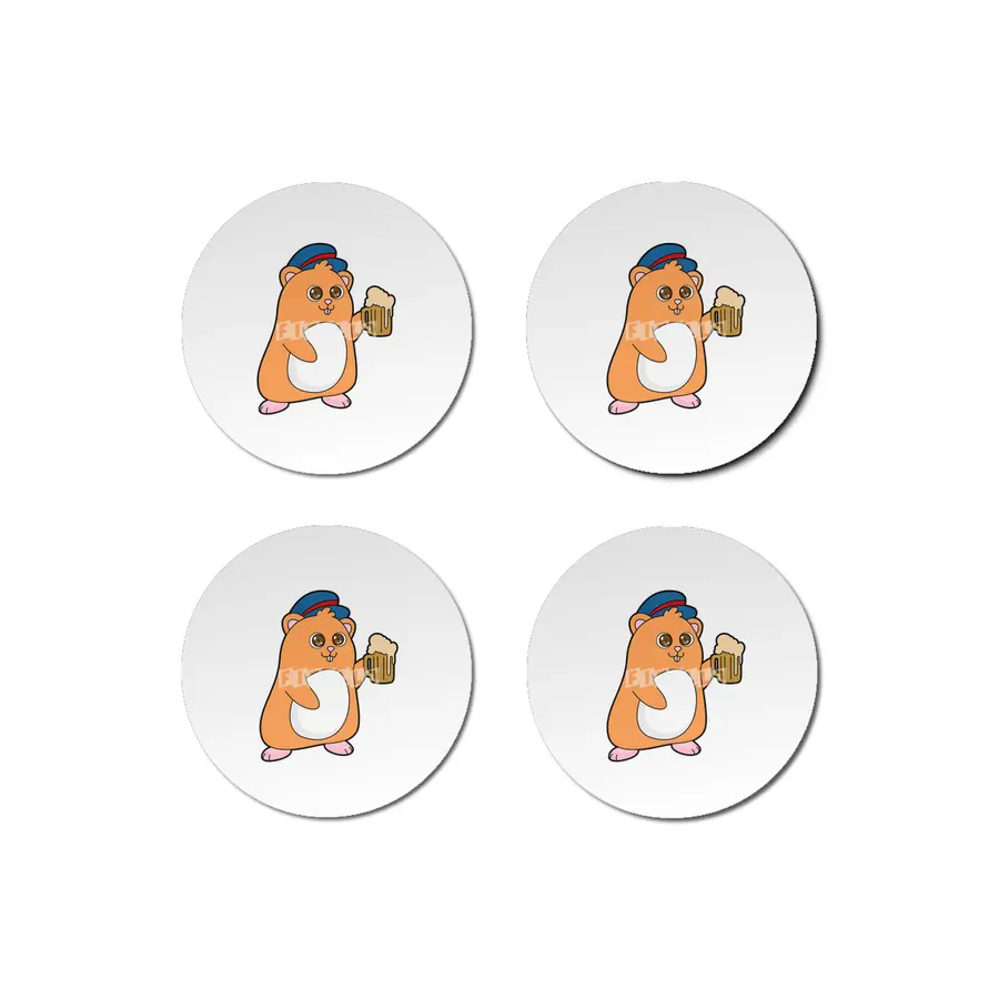 Hamster with Beer Bardak Altlığı
