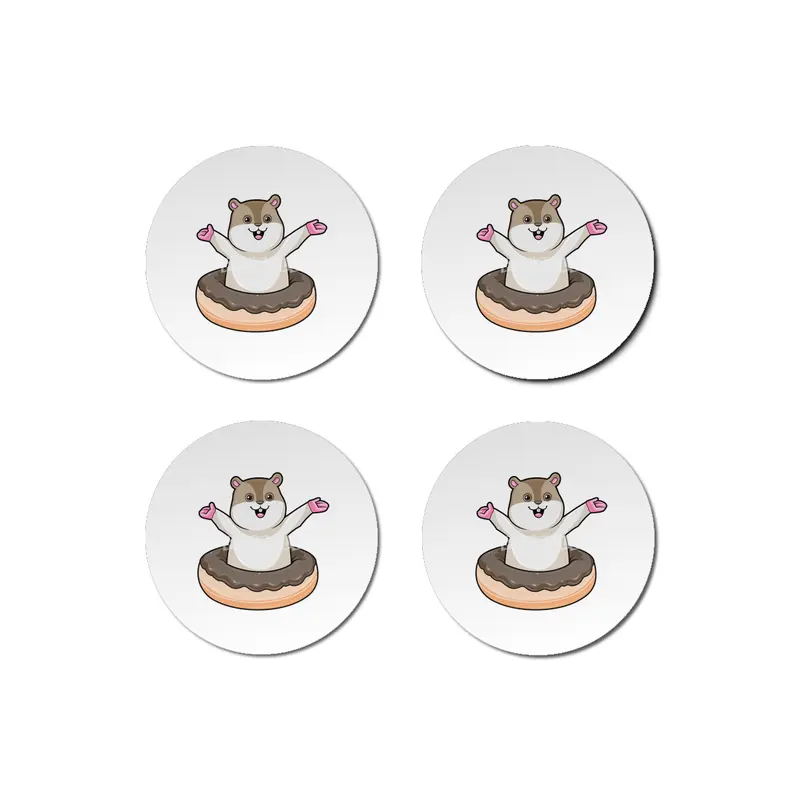 Hamster with Chocolate Donut Bardak Altlığı