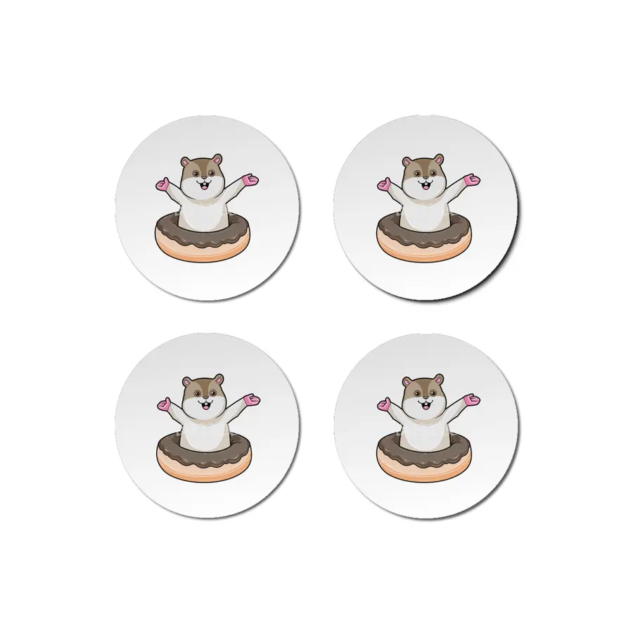 Hamster with Chocolate Donut Bardak Altlığı