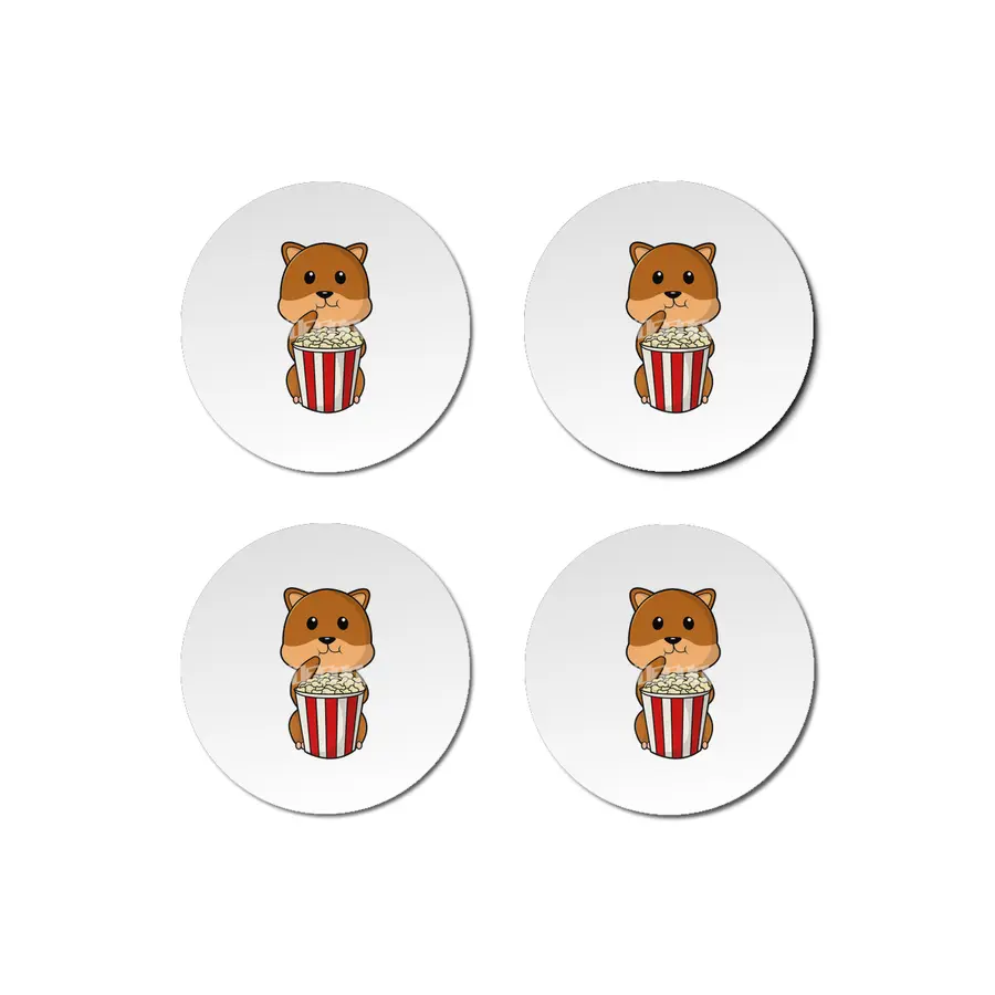 Hamster with Cone of Popcorn Bardak Altlığı