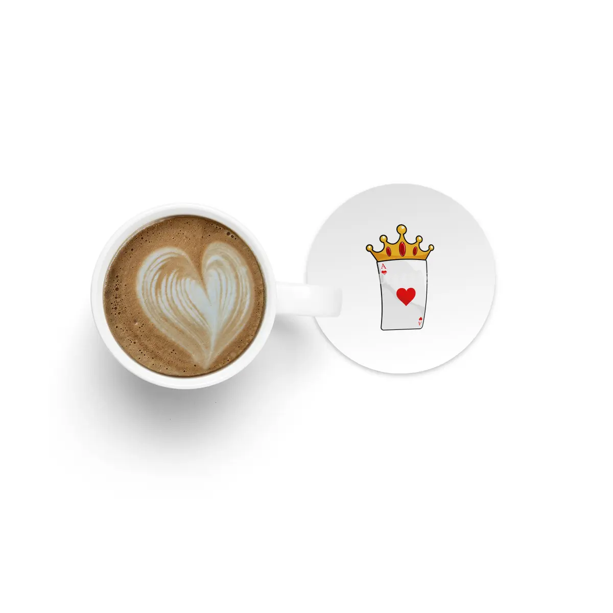 Hearts Ace with Queen Crown Bardak Altlığı