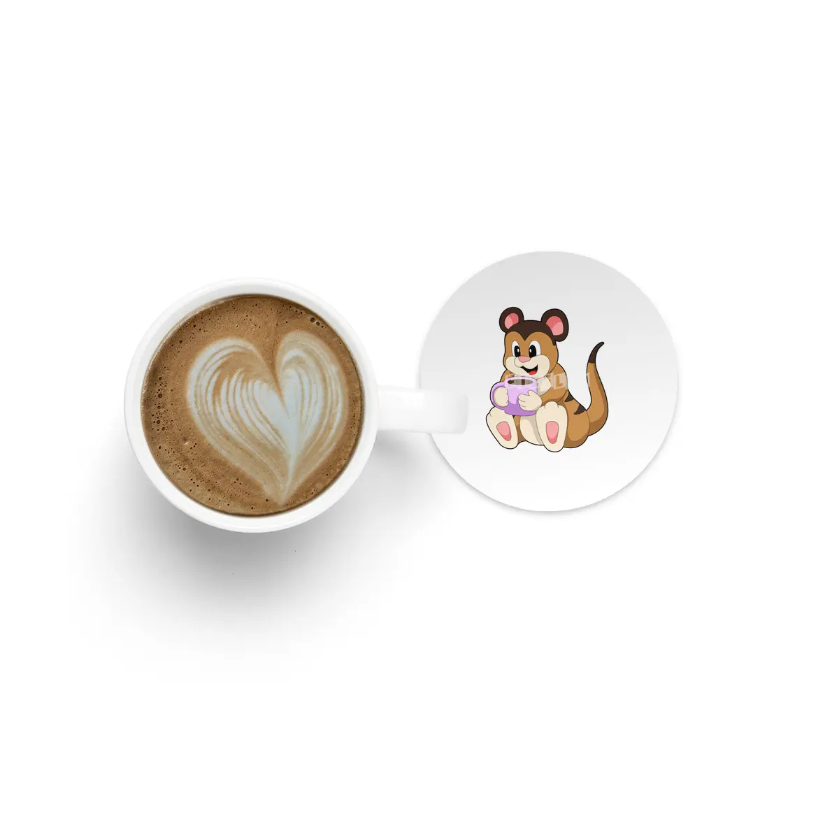 Meerkat with Cup of Coffee Bardak Altlığı