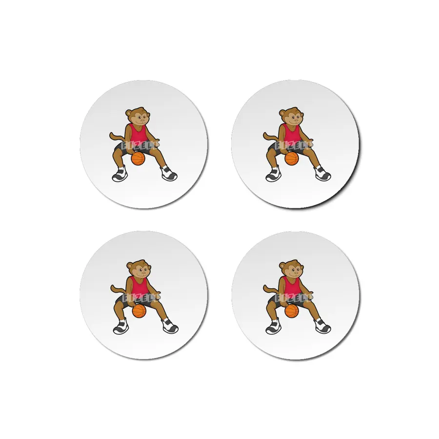 Monkey as Basketball player with Basketball Bardak Altlığı
