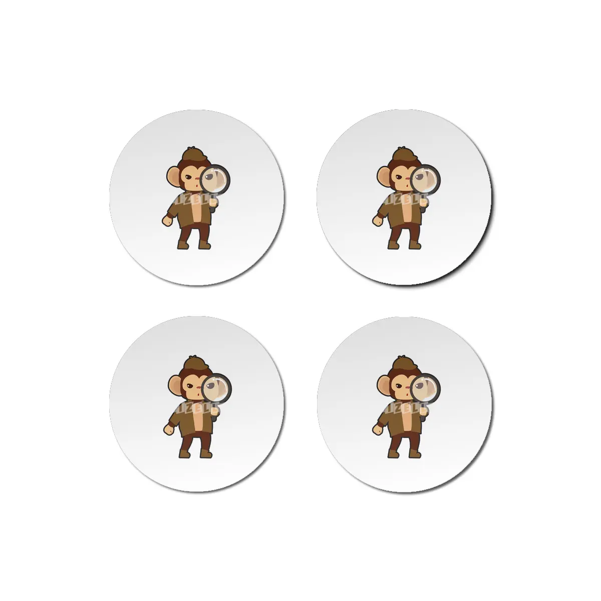 Monkey as Detective with Magnifying glass Bardak Altlığı