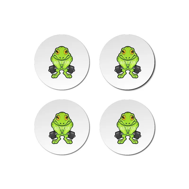 Frog at Fitness with Barbell Bardak Altlığı