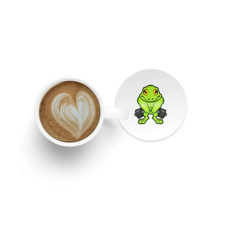 Frog at Fitness with Barbell Bardak Altlığı