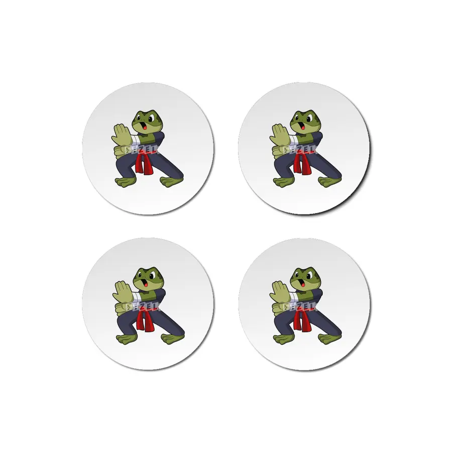 Frog at Martial arts Karate with Belt Bardak Altlığı