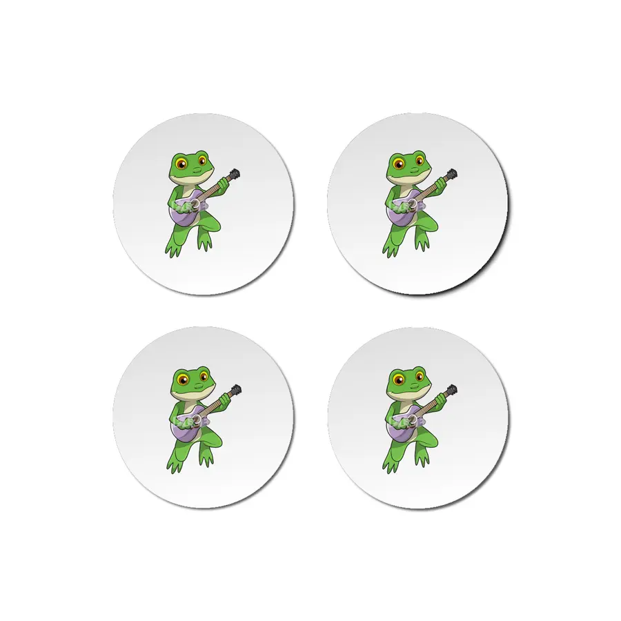 Frog at Music with Guitar Bardak Altlığı