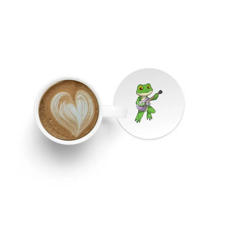 Frog at Music with Guitar Bardak Altlığı