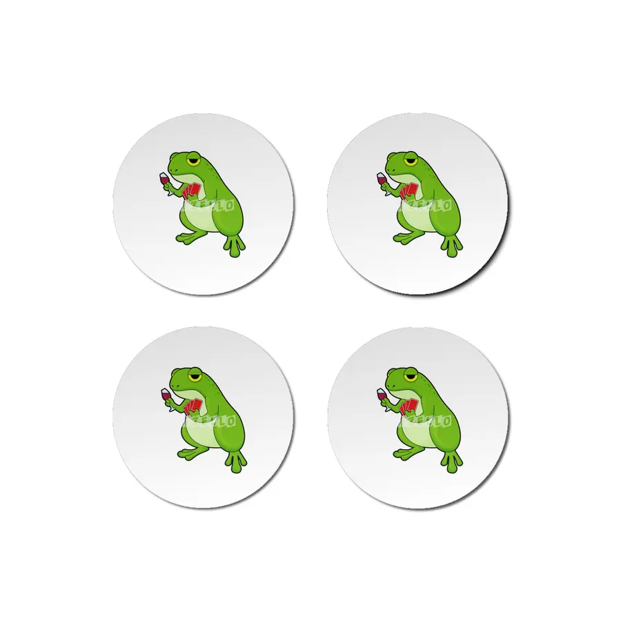Frog at Poker with Poker cards & Glass of Red wine Bardak Altlığı