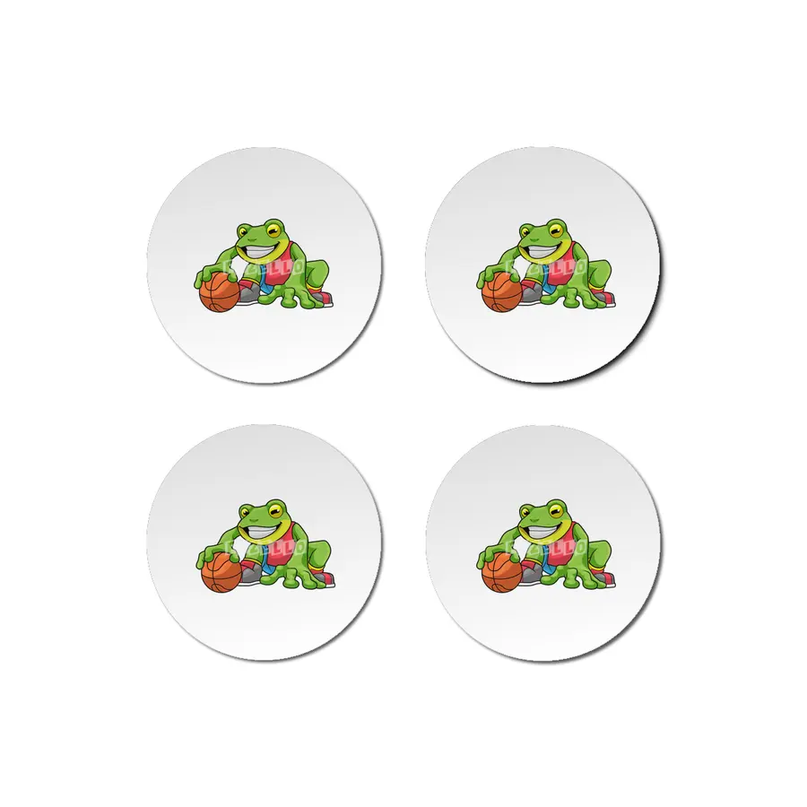 Frog at Sports with Basketball Bardak Altlığı