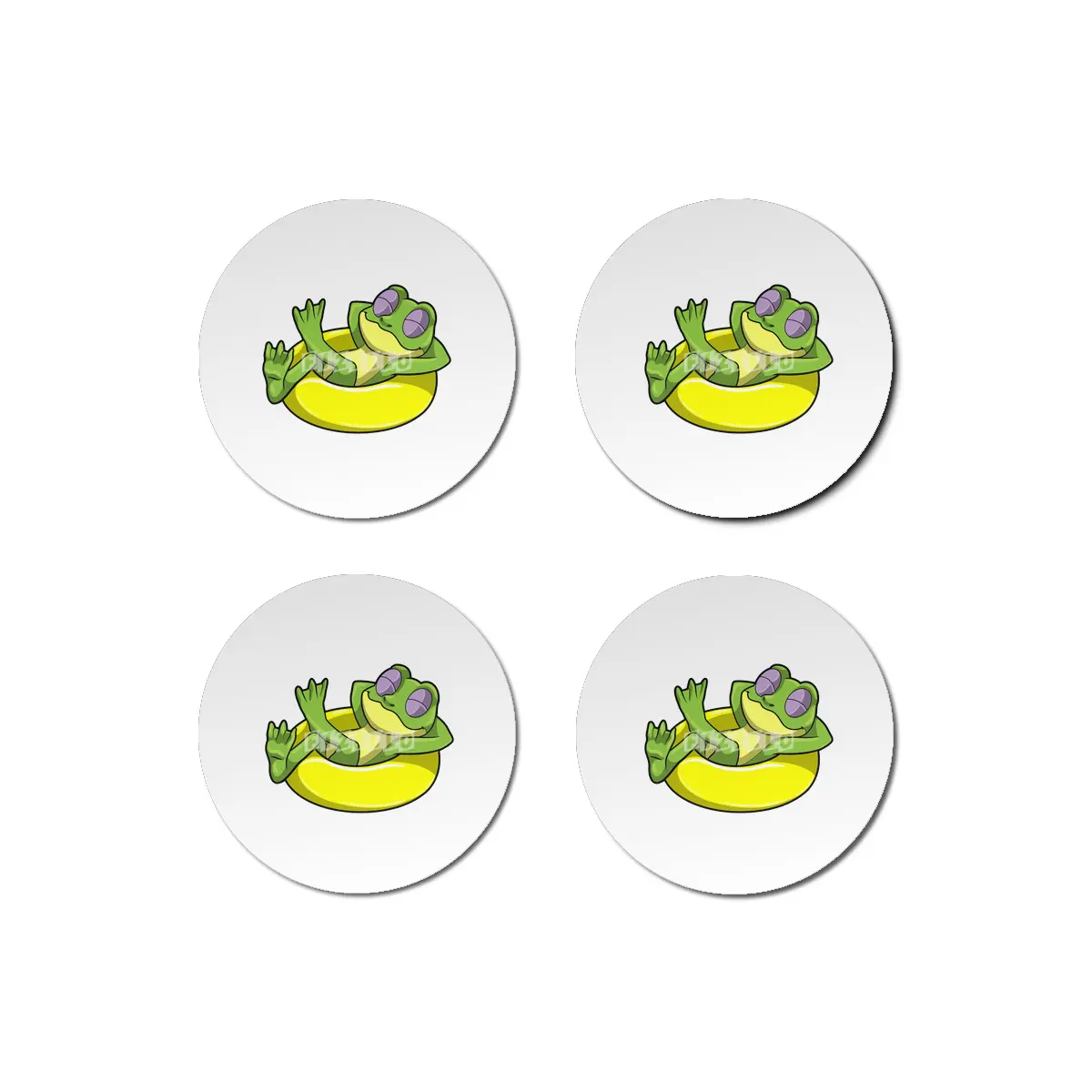 Frog at Swimming with Swim ring Bardak Altlığı