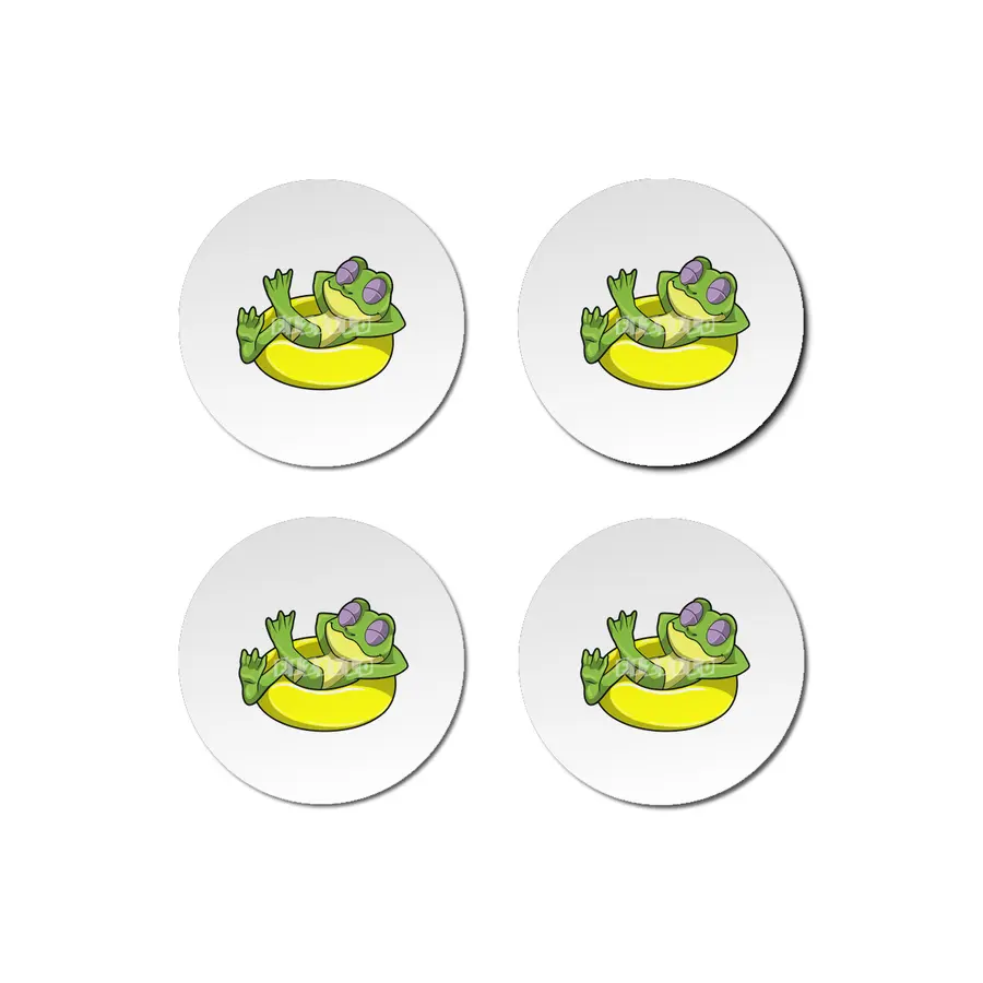Frog at Swimming with Swim ring Bardak Altlığı