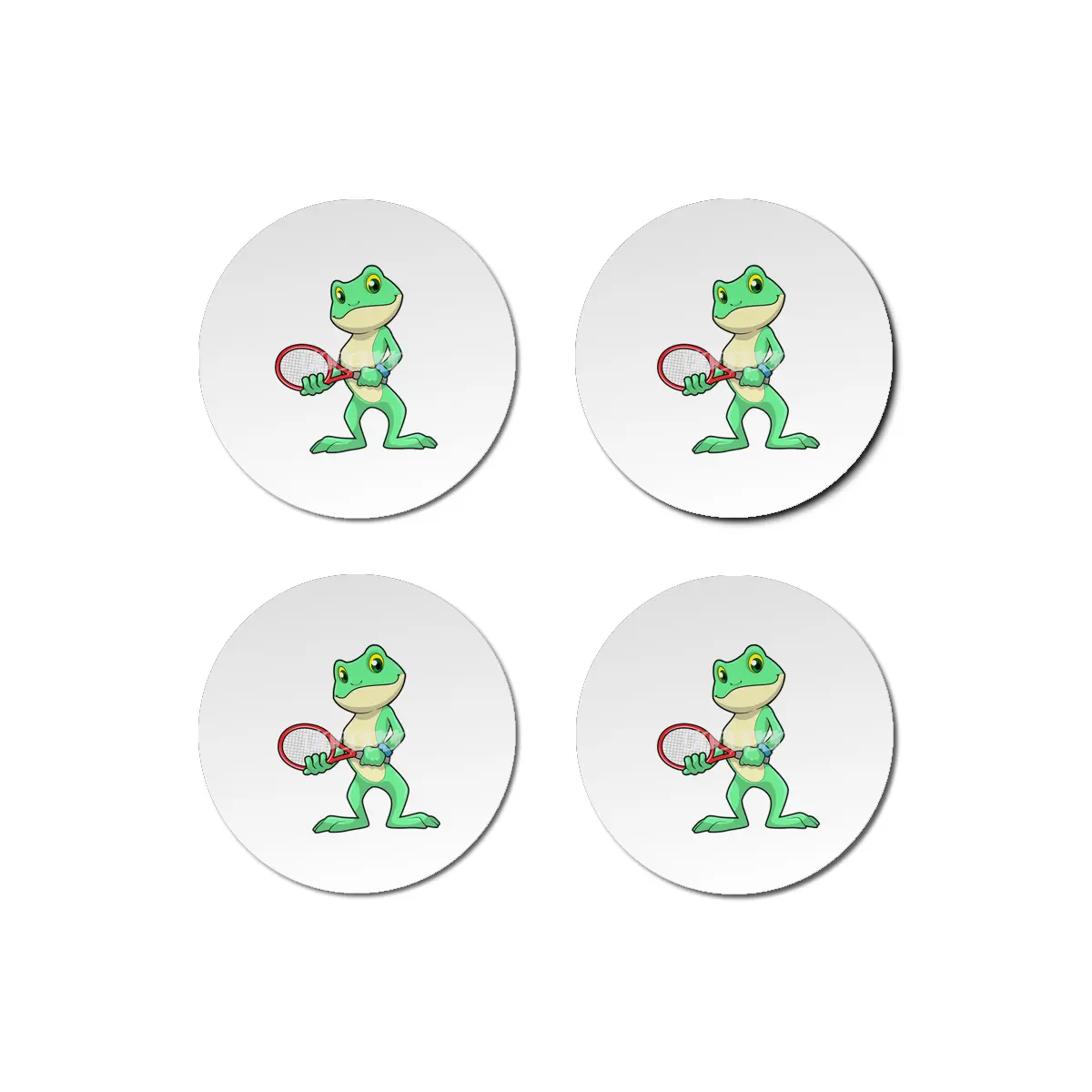 Frog at Tennis with Tennis racket Bardak Altlığı