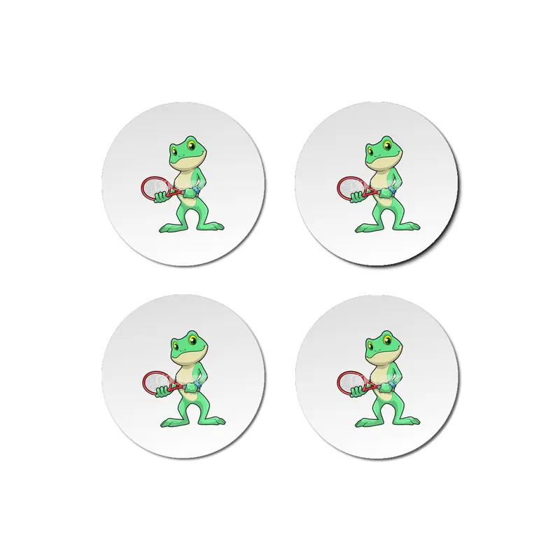 Frog at Tennis with Tennis racket Bardak Altlığı