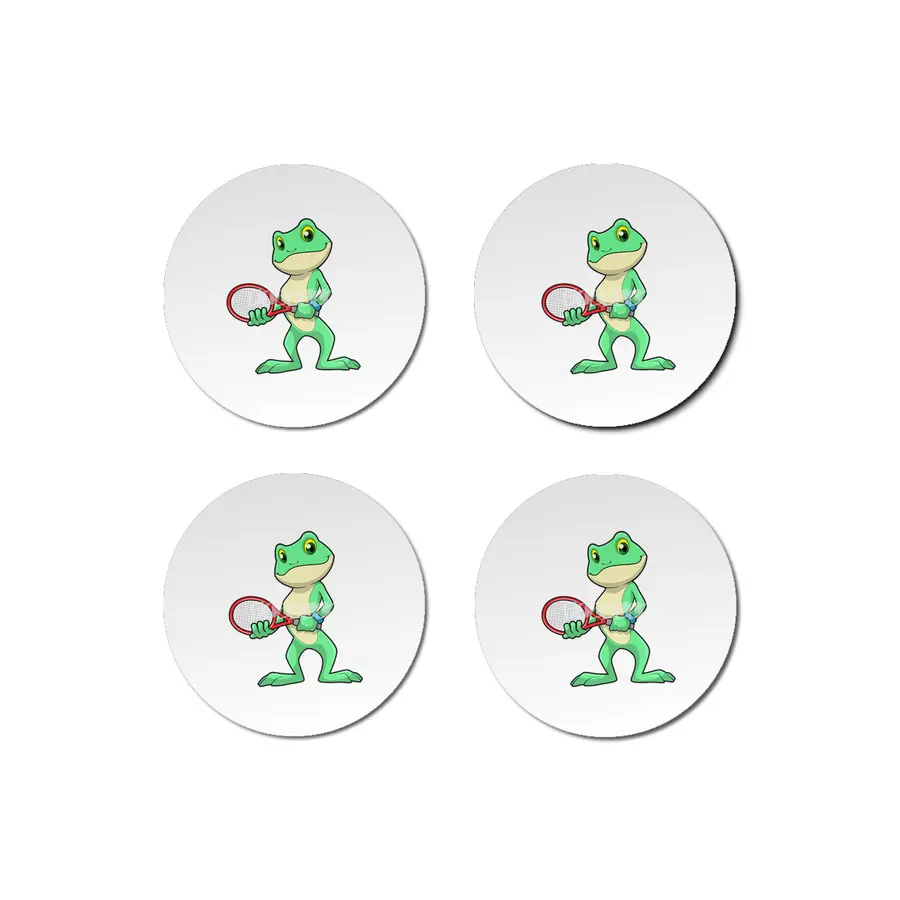 Frog at Tennis with Tennis racket Bardak Altlığı