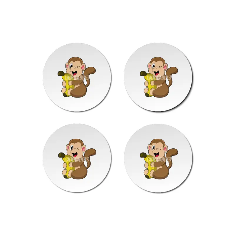 Funny Monkey with Banana Bardak Altlığı