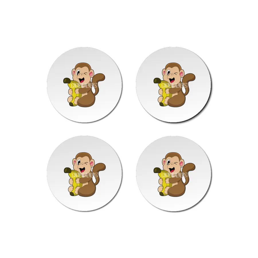 Funny Monkey with Banana Bardak Altlığı