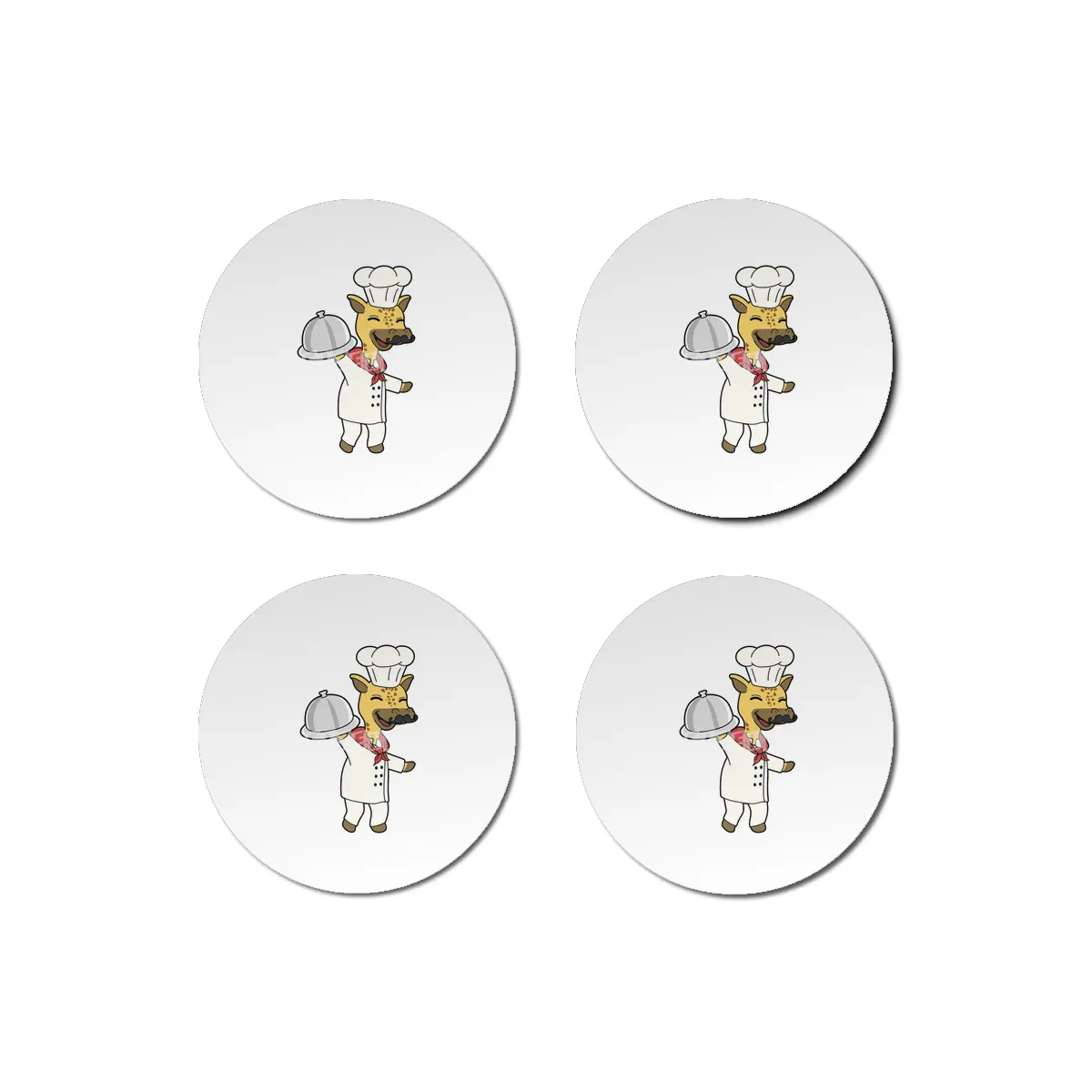 Giraffe as Chef with Cooking apron & Platter Bardak Altlığı
