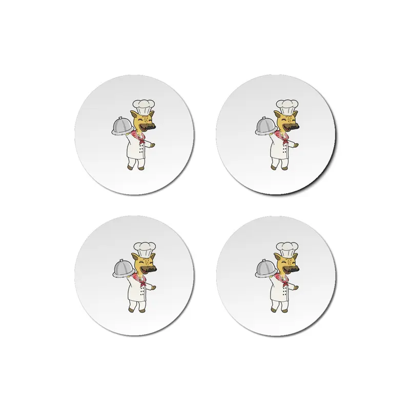 Giraffe as Chef with Cooking apron & Platter Bardak Altlığı