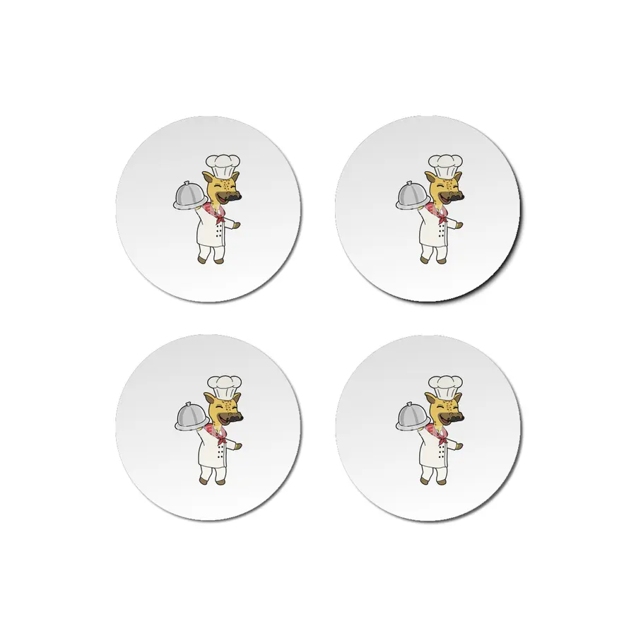 Giraffe as Chef with Cooking apron & Platter Bardak Altlığı