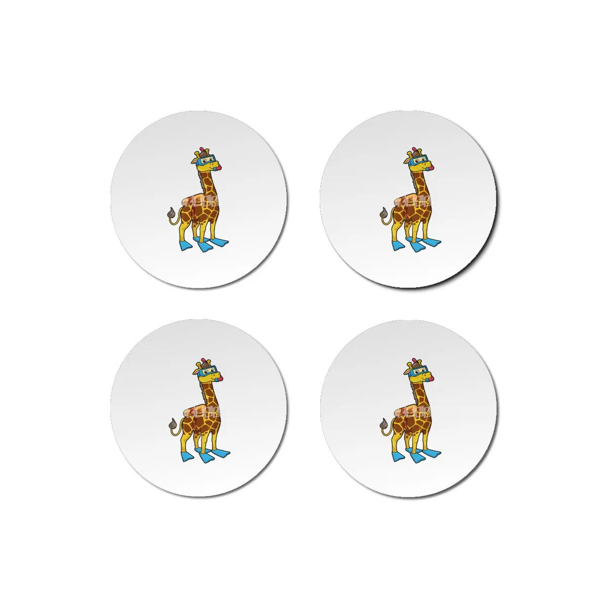 Giraffe as Diver with Swimming goggles & Flippers Bardak Altlığı