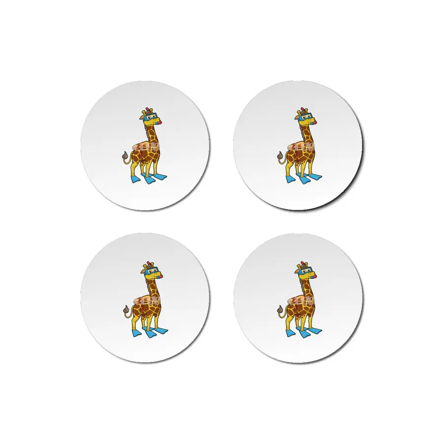 Giraffe as Diver with Swimming goggles & Flippers Bardak Altlığı