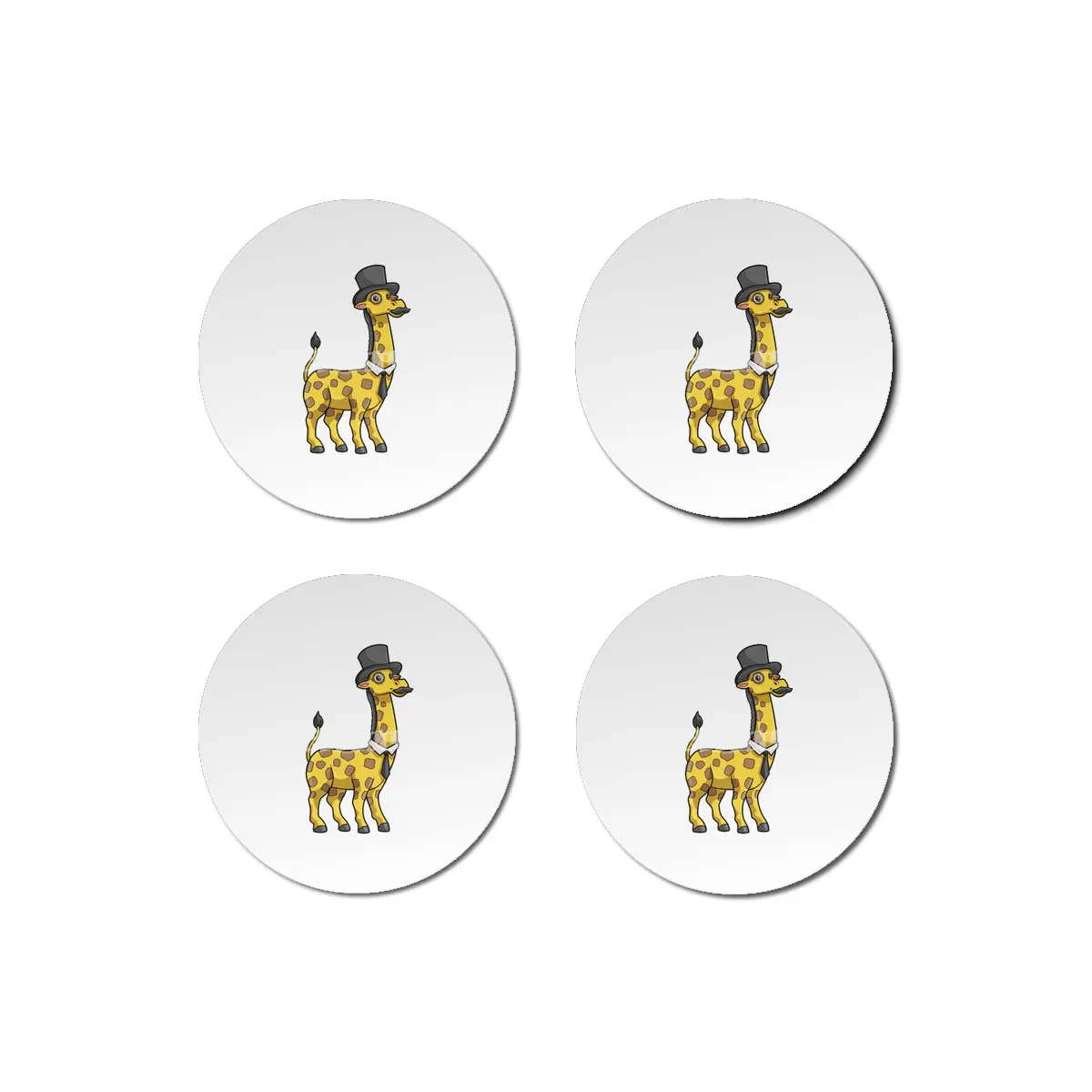 Giraffe as Gentleman with Hat, Tie and Mustache Bardak Altlığı