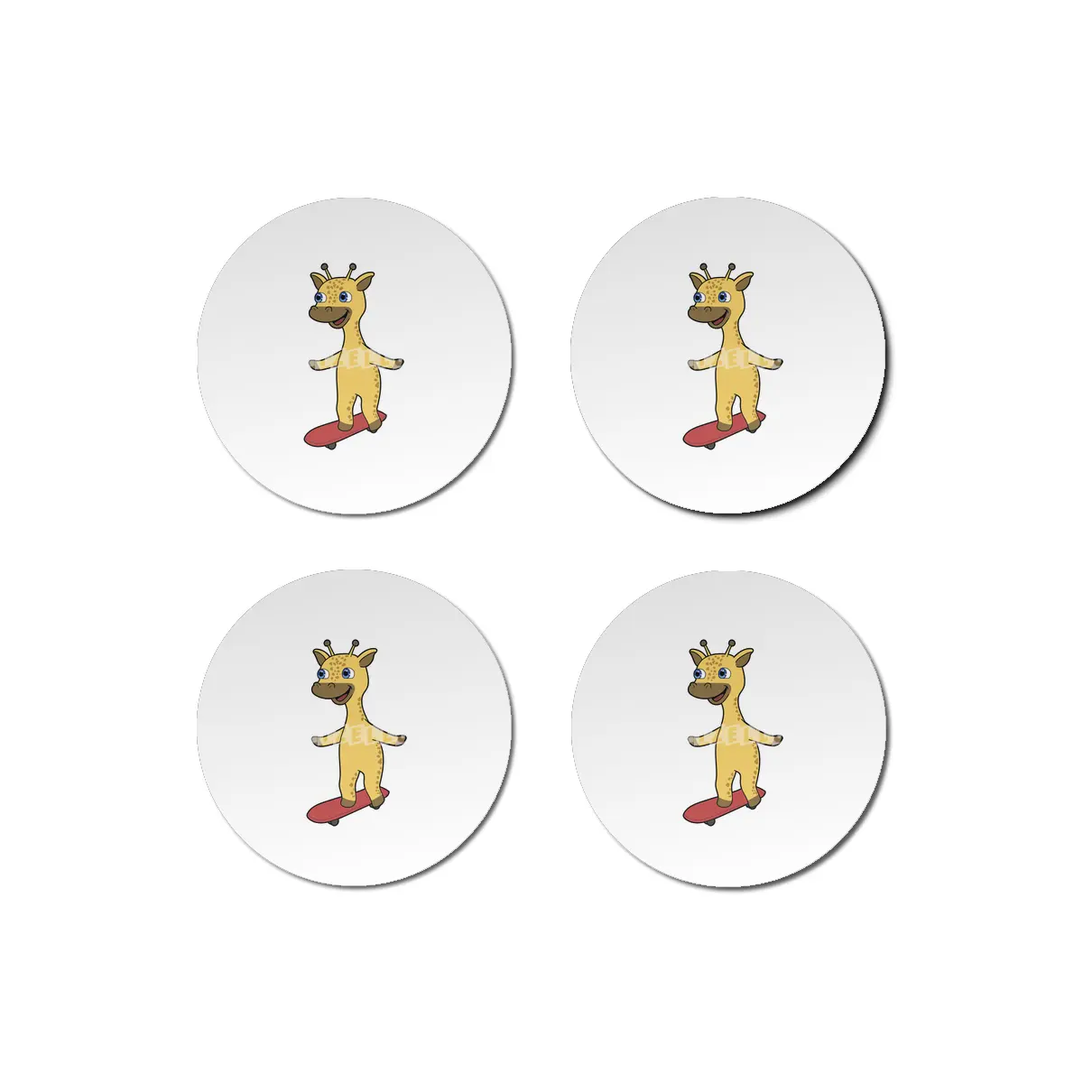 Giraffe as Skater with Skateboard Bardak Altlığı