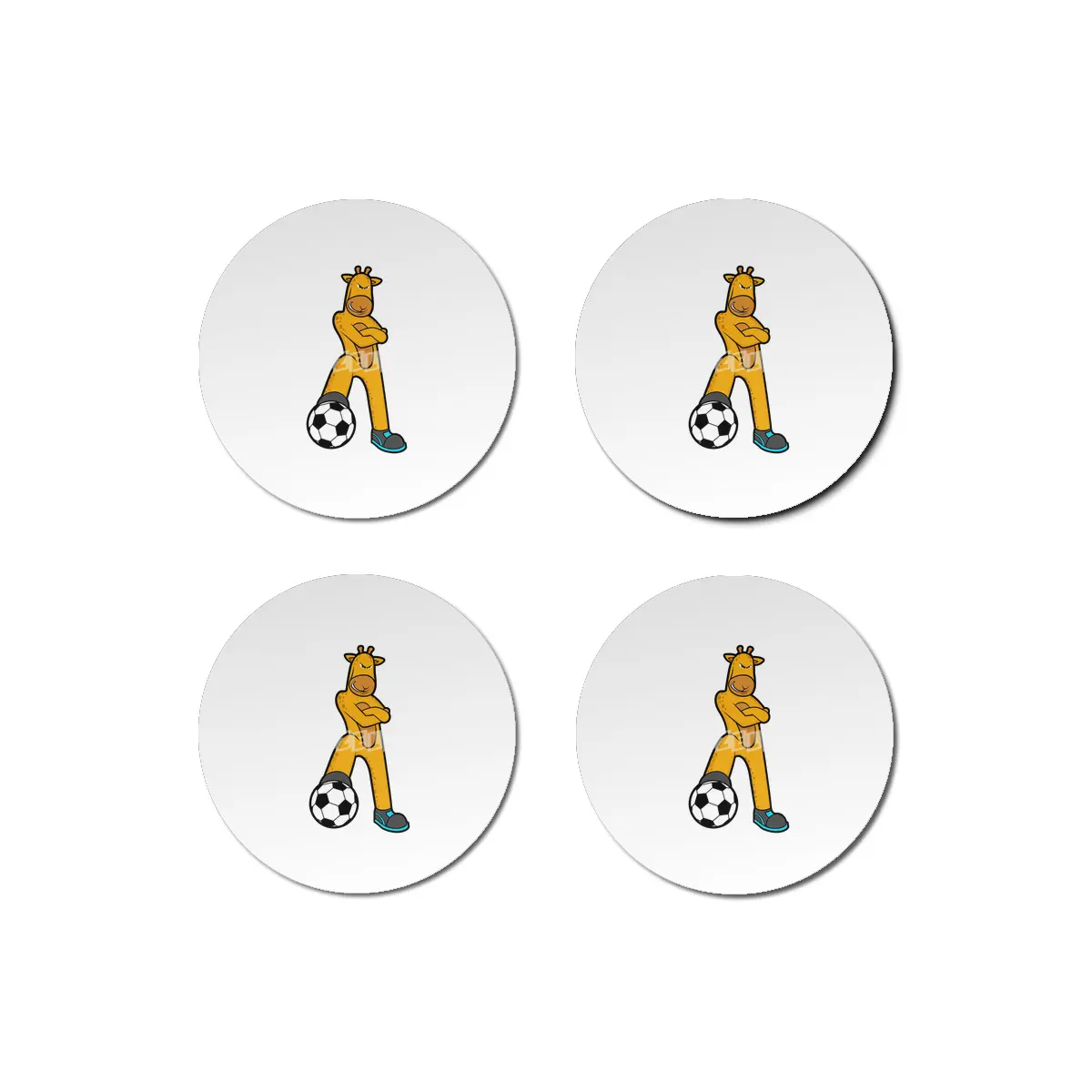 Giraffe at Sports with Soccer ball Bardak Altlığı