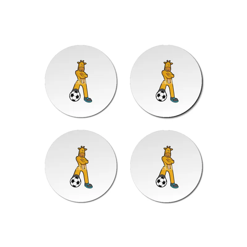 Giraffe at Sports with Soccer ball Bardak Altlığı