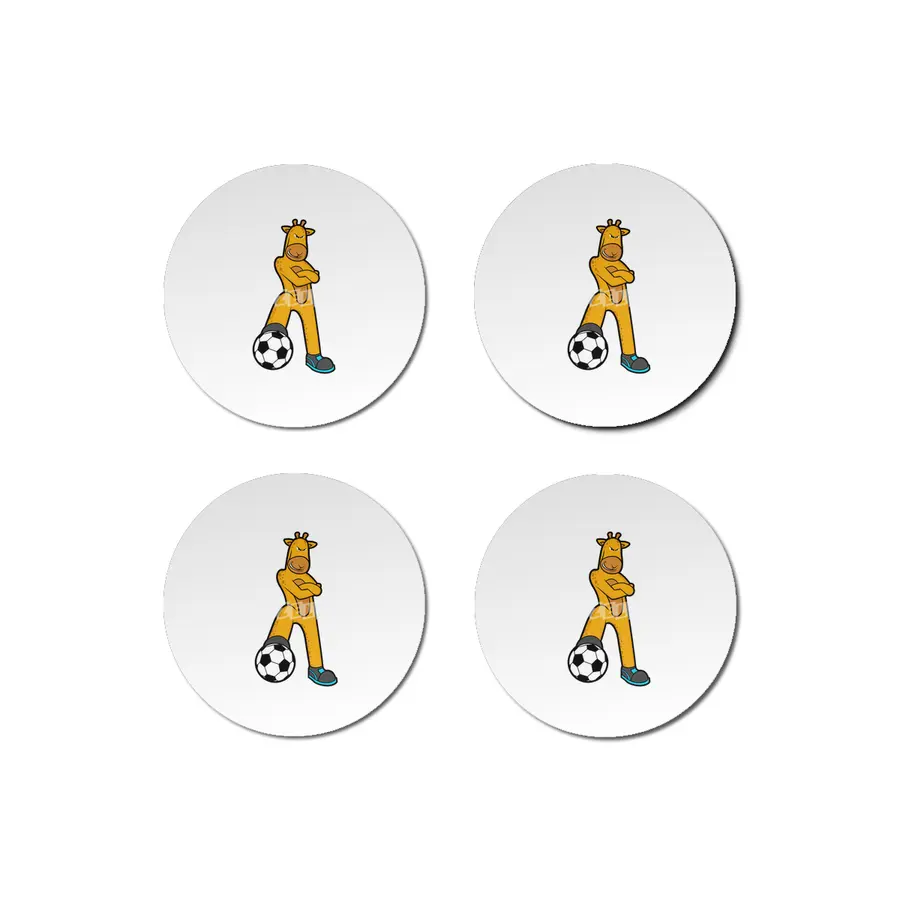 Giraffe at Sports with Soccer ball Bardak Altlığı