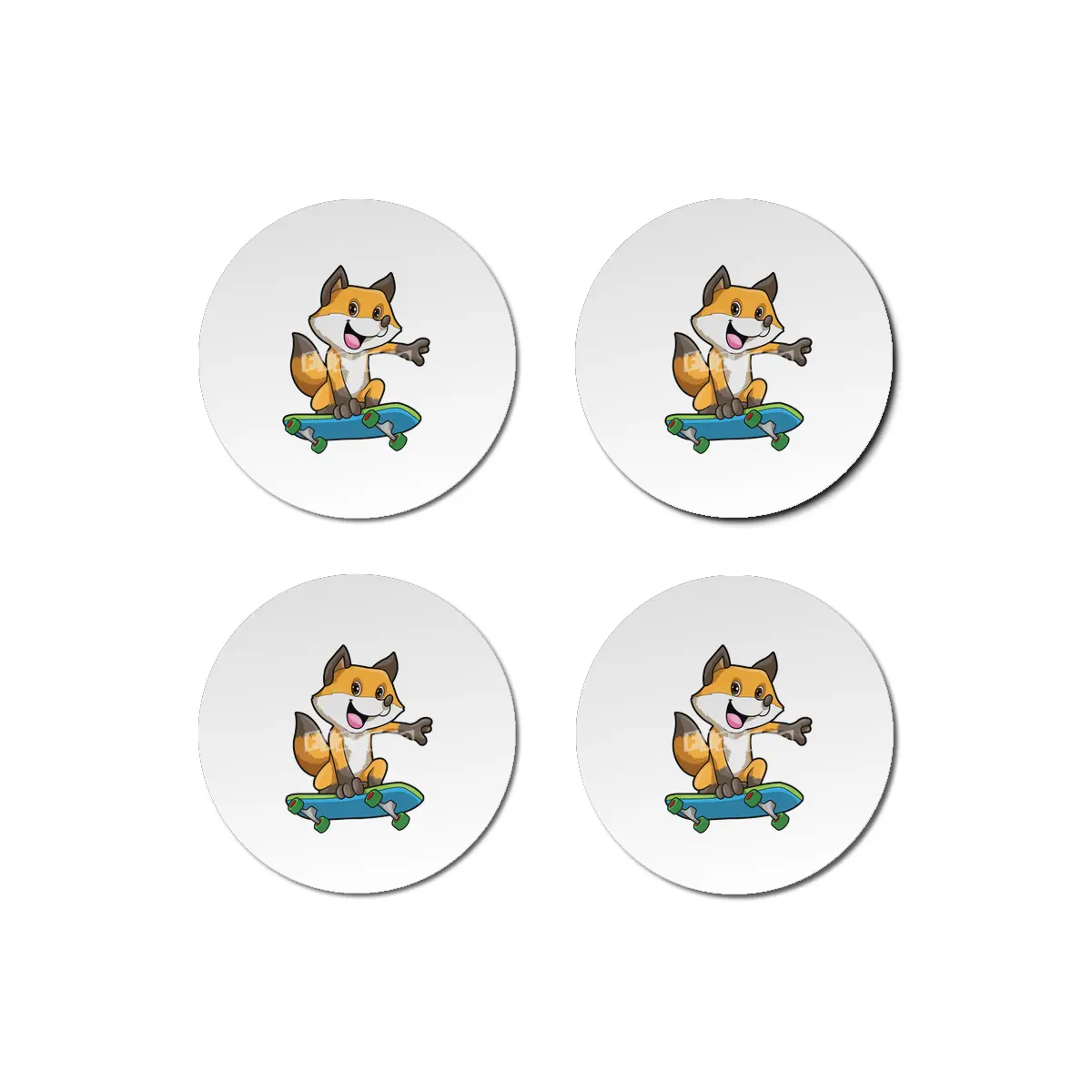 Fox as Skater with Skateboard Bardak Altlığı