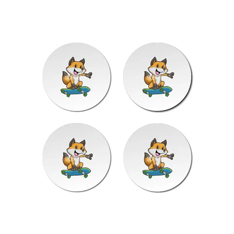 Fox as Skater with Skateboard Bardak Altlığı