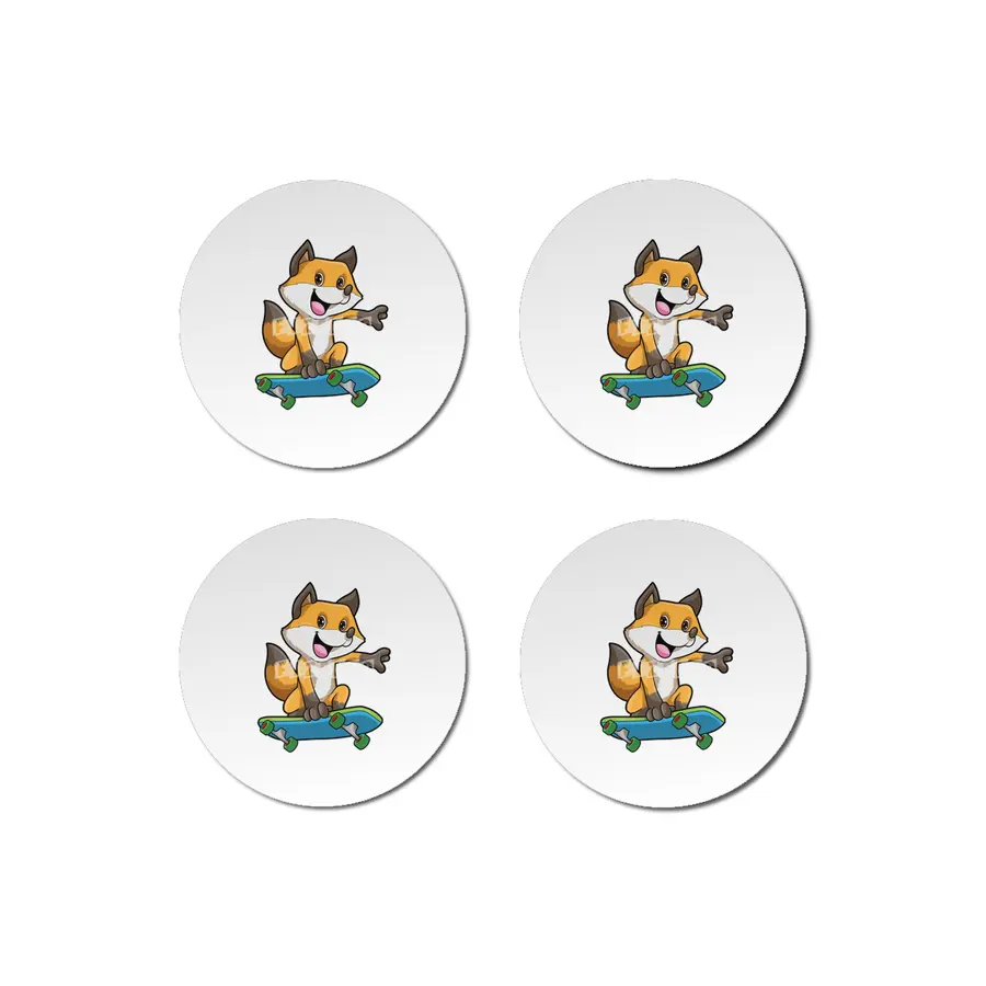 Fox as Skater with Skateboard Bardak Altlığı