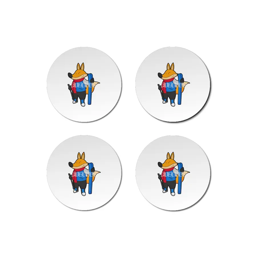 Fox as Skier with Ski Bardak Altlığı