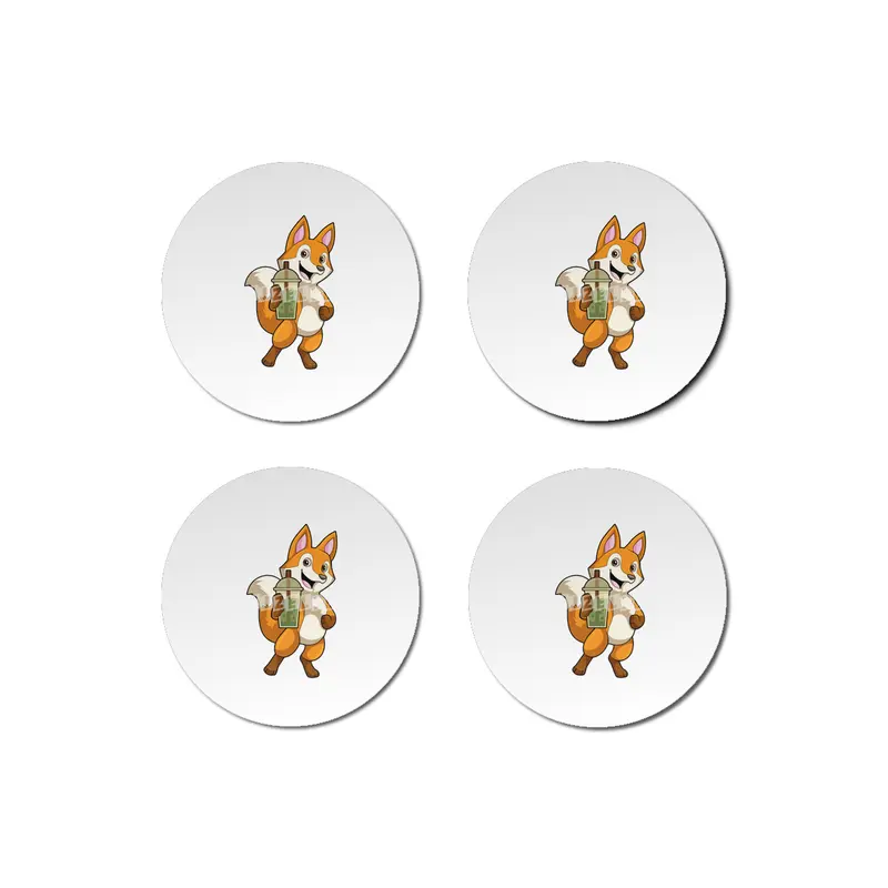 Fox at Drinking with Bubble Tea Bardak Altlığı