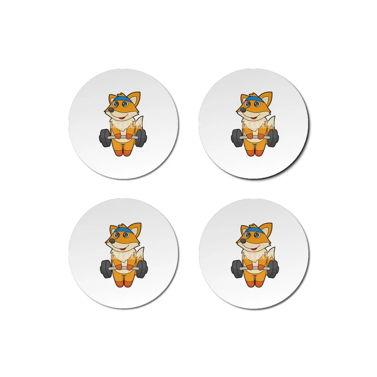 Fox at Fitness with Barbell Bardak Altlığı